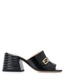 Promenade crocodile-embossed mules
