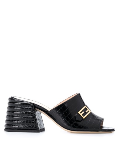 Promenade crocodile-embossed mules