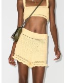 ruffled crochet-knit shorts