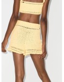 ruffled crochet-knit shorts