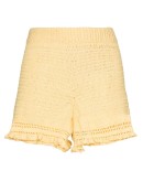 ruffled crochet-knit shorts