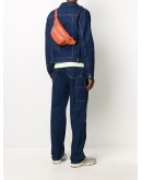 logo embossed zip belt bag
