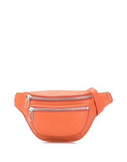 logo embossed zip belt bag