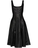 pleated faux leather midi dress