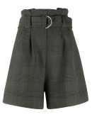 check belted shorts