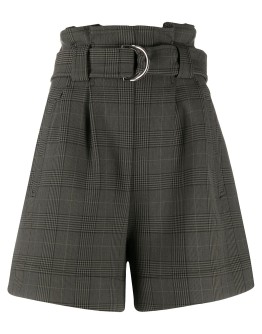 check belted shorts