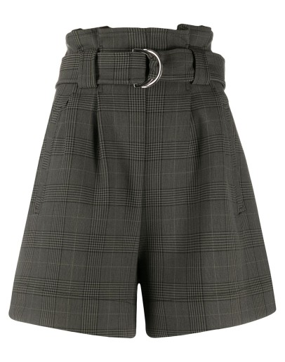 check belted shorts
