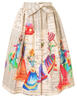 hand-painted midi skirt