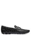 crocodile-effect penny-slot loafers