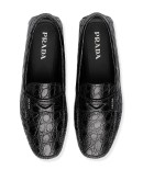 crocodile-effect penny-slot loafers