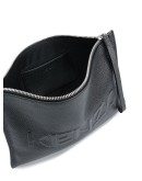 logo embossed zip clutch