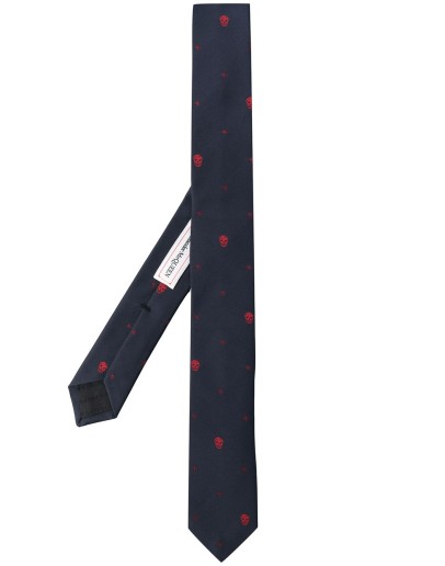 embroidered skull and star tie
