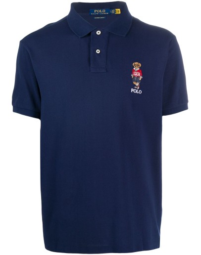embroidered bear polo shirt