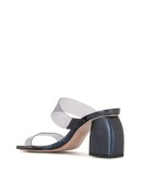 block heel metallic mules