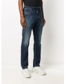 drawstring-waist straight leg jeans
