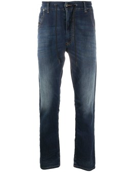 drawstring-waist straight leg jeans