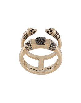Skull and Charm double-band ring