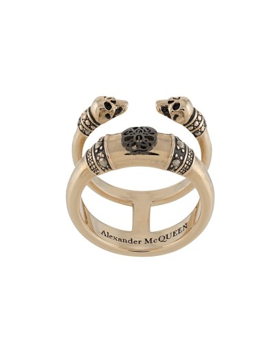 Skull and Charm double-band ring