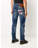skull on fire slim-fit jeans