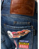 skull on fire slim-fit jeans