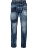 skull on fire slim-fit jeans