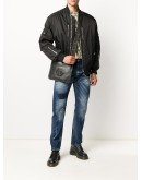 skull on fire slim-fit jeans