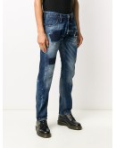 skull on fire slim-fit jeans