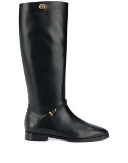 calf-length leather boots