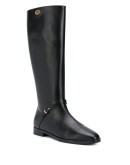 calf-length leather boots