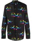 long-sleeved skull print shirt