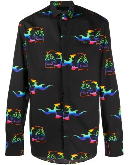long-sleeved skull print shirt