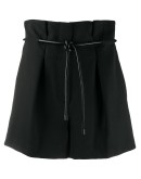 belted high-waisted shorts