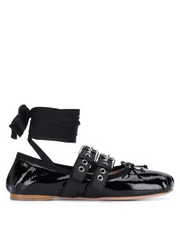 buckle-detail lace-up ballerina shoes