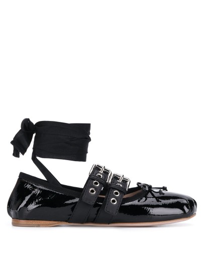 buckle-detail lace-up ballerina shoes