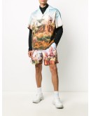 landscape-print logo track shorts