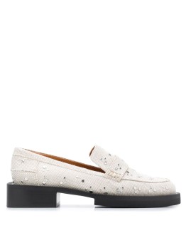 studded denim loafers