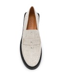 studded denim loafers