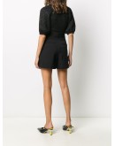 tuxedo bow detail high-waisted shorts