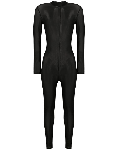 sheer zip-up jumpsuit