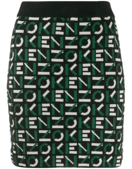 intarsia-knit logo skirt