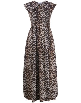 leopard-print peter pan collar dress
