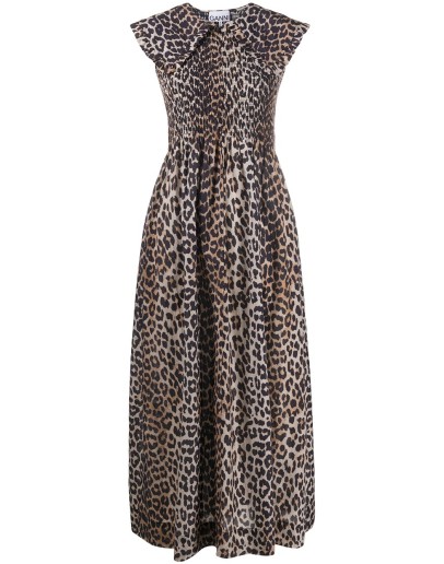 leopard-print peter pan collar dress