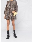 leopard print long-sleeve dress