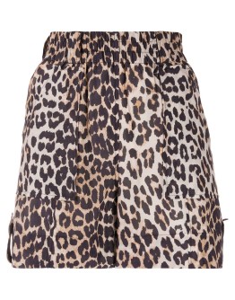 leopard print high-waisted shorts