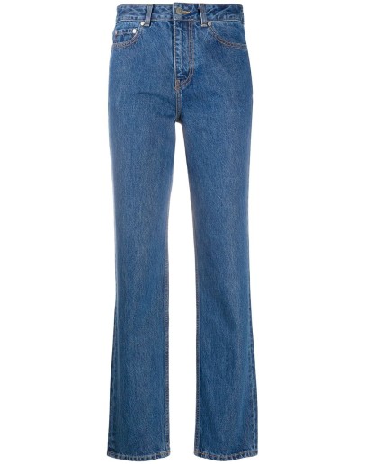 straight-leg high-rise jeans