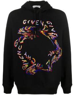 beaded distorted logo hoodie