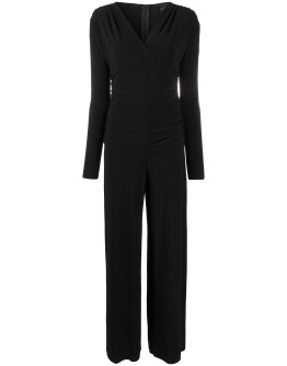 gathered wrap-front jumpsuit