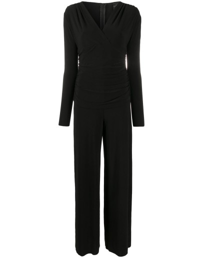 gathered wrap-front jumpsuit