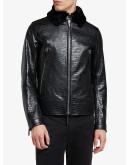 Deven crocodile-print leather jacket