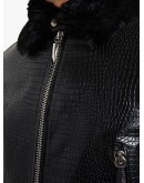 Deven crocodile-print leather jacket